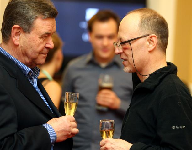 Václav Postránecký se v Pardubicích sešel se svým hereckým kolegou Hanušem Borem. Foto Michal Klíma
